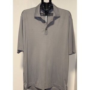 FootJoy FJ Golf Polo Shirt Men's Large Gray Striped Performance Stretch